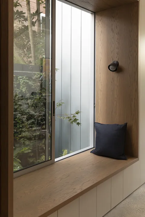 Joy Terrace, South Yarra, rear screen-clad extension and garden, heritage renovation by TCON