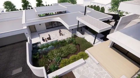 Aerial render of the Hill Home courtyards, Wheelers Hill