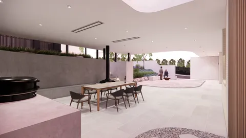Render of the Hill Home alfresco terrace, Wheelers Hill