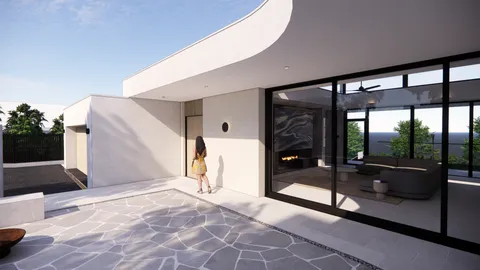 Render of the Hill Home entry courtyard, Wheelers Hill