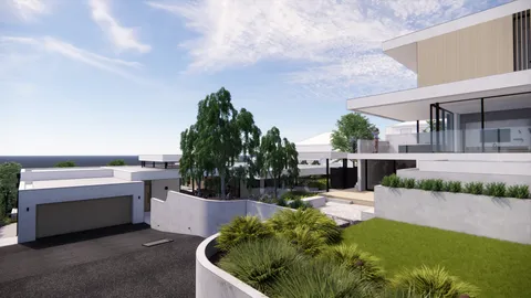Render of the Hill Home garden elevation, Wheelers Hill