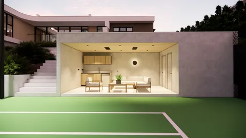 Render of the Hill Home tennis pavilion, Wheelers Hill