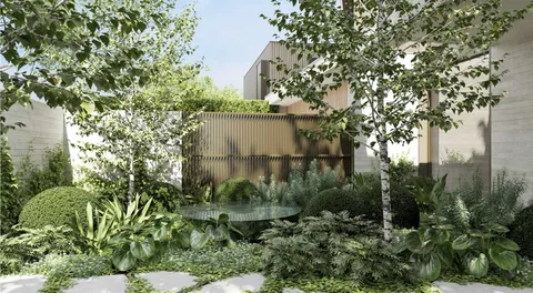 Kanowna, Hampton, garden courtyard render, new home in progress by TCON with Webster Architecture