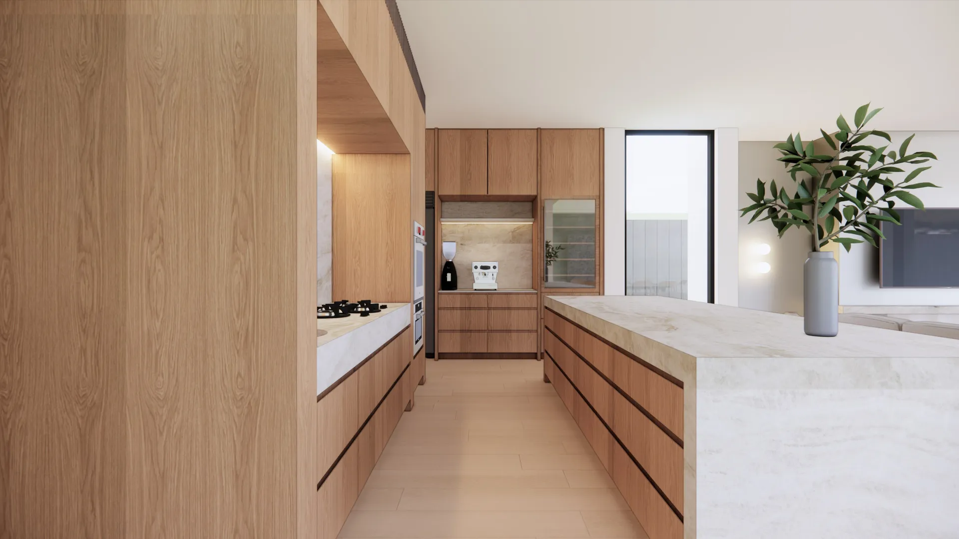 Kanowna, Hampton, kitchen render, new home in progress by TCON with Webster Architecture