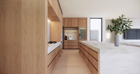 Kanowna, Hampton, kitchen render, new home in progress by TCON with Webster Architecture