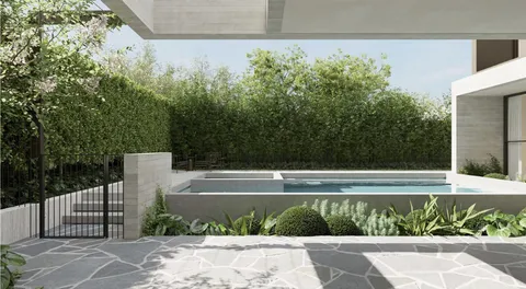 Kanowna, Hampton, pool and garden render, new home in progress by TCON with Webster Architecture
