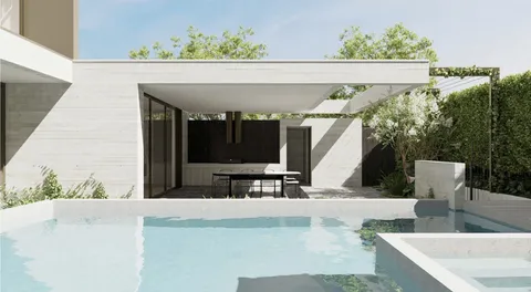 Kanowna, Hampton, pool and pavilion render, new home in progress by TCON with Webster Architecture