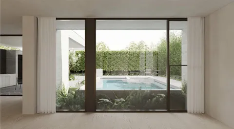 Kanowna, Hampton, plunge pool through the window render, new home in progress by TCON with Webster Architecture