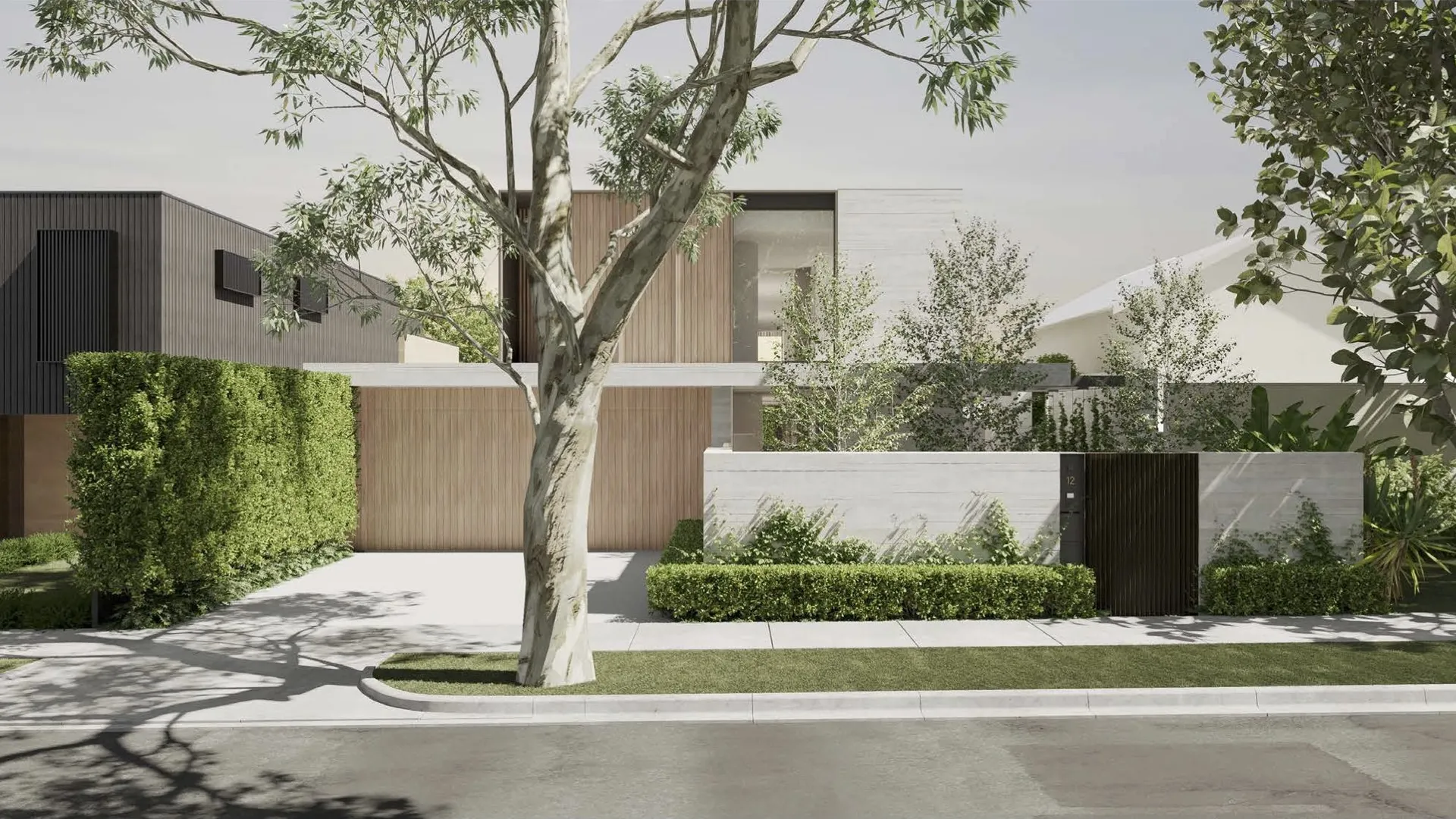 Kanowna, Hampton, street facade render, new home in progress by TCON with Webster Architecture