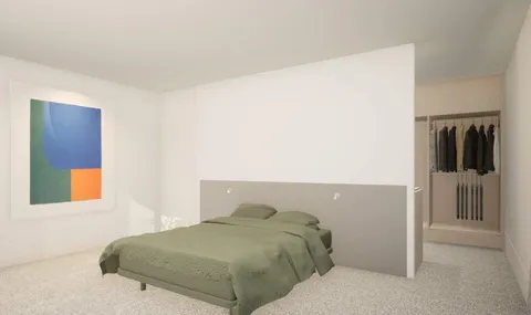 Render of a Red Brick bedroom, Glen Iris