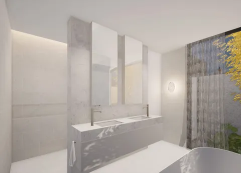 Render of the Red Brick main ensuite, Glen Iris
