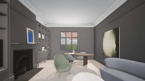 Render of the Red Brick sitting room, Glen Iris